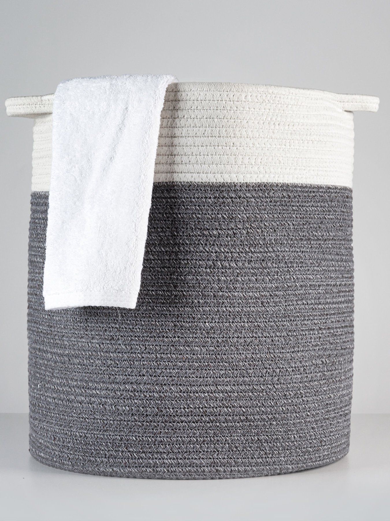 Корзина для хранения с ручками серая с белым MBM MY HOME модель TH-15 GRAY/WHITE Фото