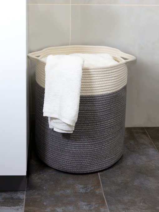 Корзина для хранения с ручками серая с белым MBM HOME модель TH-15 GRAY/WHITE Фото