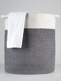 Корзина для зберігання з ручками сіра з білим MBM HOME модель TH-15 GRAY/WHITE Фото