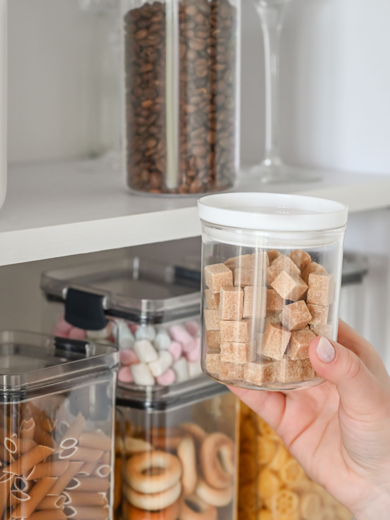 Емкость для хранения круглая пластиковая прозрачная Pasta MBM HOME модель KP-89 S T/WHITE Фото