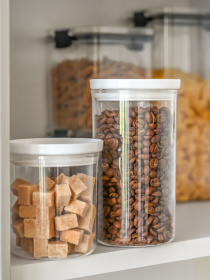 Емкость для хранения круглая пластиковая прозрачная Pasta MBM MY HOME модель KP-89 M T/WHITE Фото