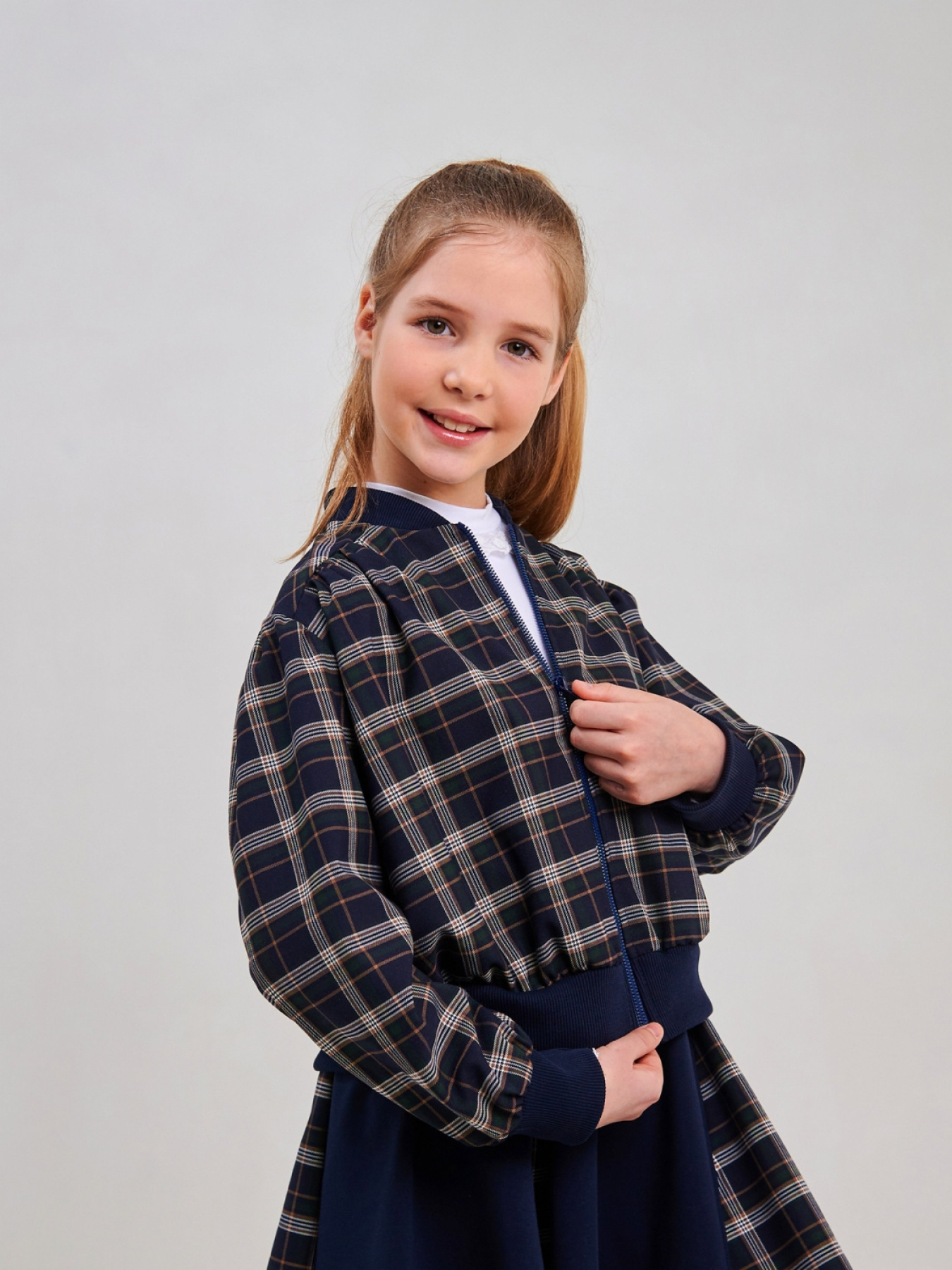 Бомбер SMIL модель smil_116634-sero-zelenaa-kletka Фото