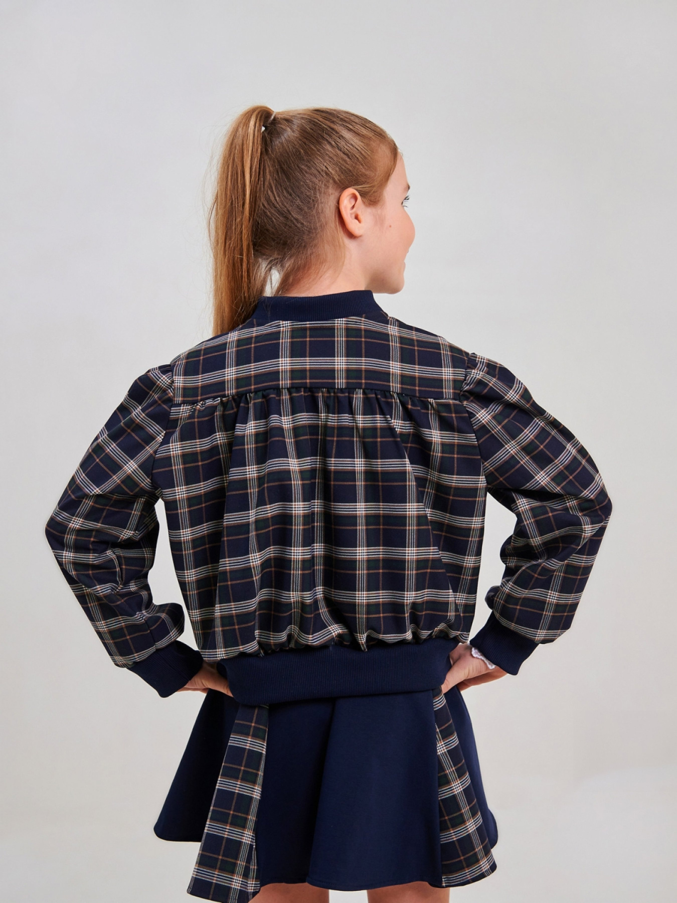 Бомбер SMIL модель smil_116634-sero-zelenaa-kletka Фото