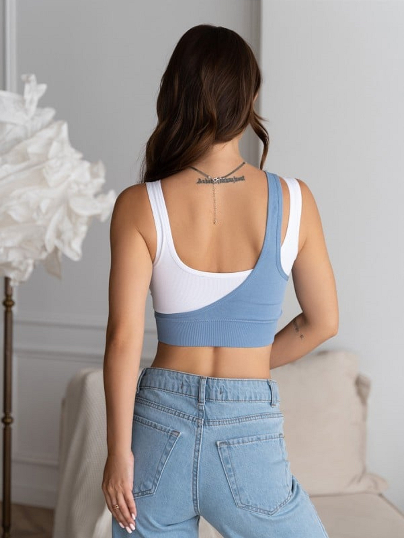 Топ ISSA Plus модель BL3-144_голубой_белый Фото