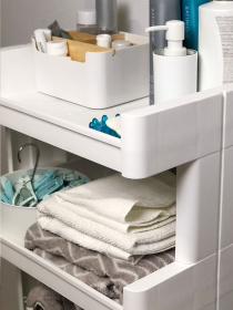 Этажерка 4-х-ярусная на колесах белая MBM MY HOME модель FH-04 WHITE Фото