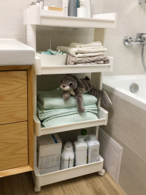 Этажерка 4-х-ярусная на колесах белая MBM MY HOME модель FH-04 WHITE Фото