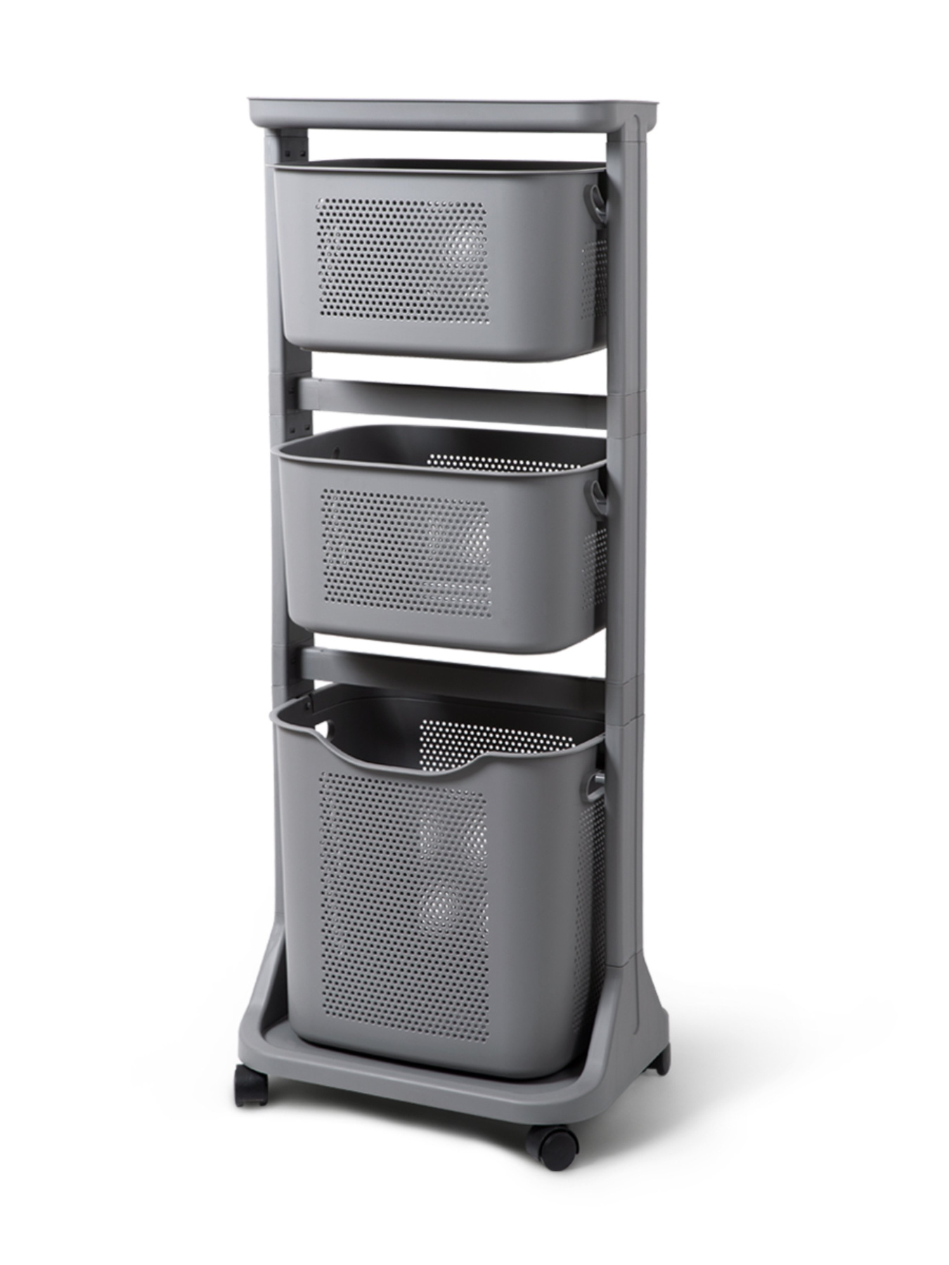Этажерка 3-х-ярусная с корзинами на колесах серая MBM MY HOME модель FH-21 GRAY Фото