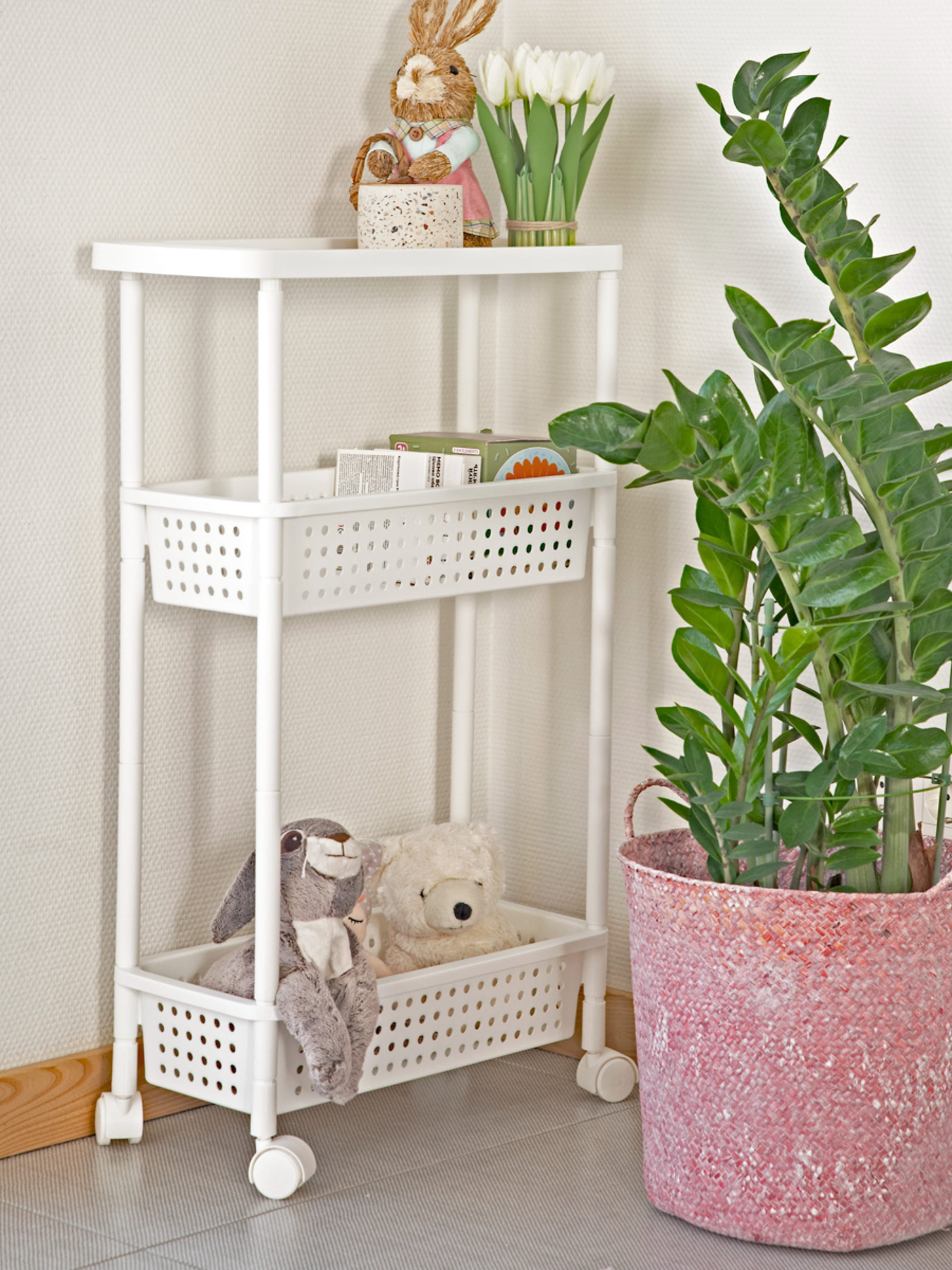 Этажерка 3-х-ярусная на колесах белая MBM MY HOME модель FH-23 WHITE Фото