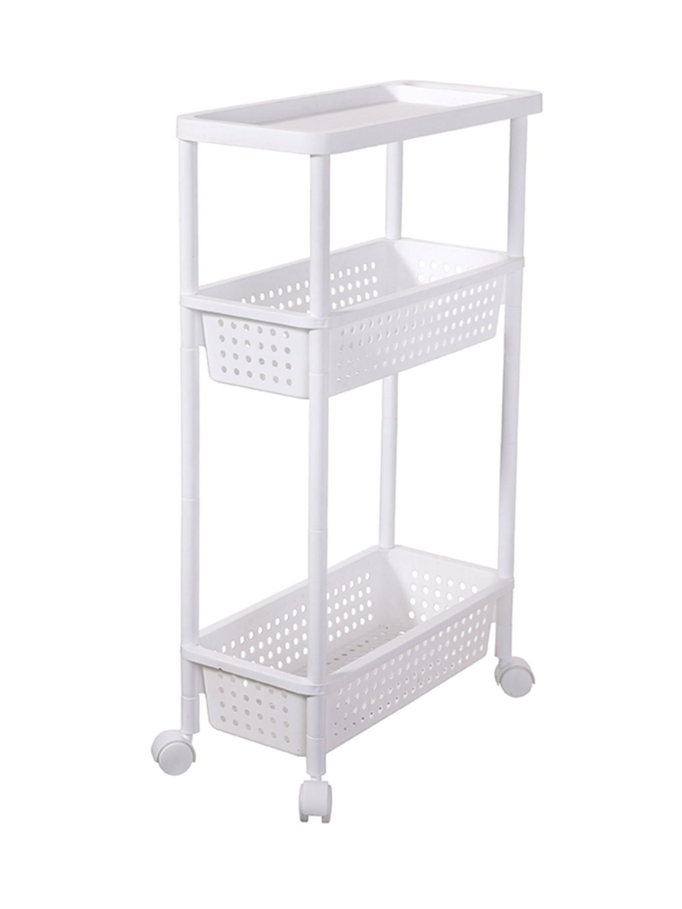 Этажерка 3-х-ярусная на колесах белая MBM MY HOME модель FH-23 WHITE Фото