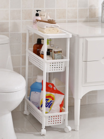 Этажерка 3-х-ярусная на колесах белая MBM MY HOME модель FH-23 WHITE Фото