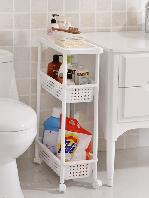 Этажерка 3-х-ярусная на колесах белая MBM MY HOME модель FH-23 WHITE Фото