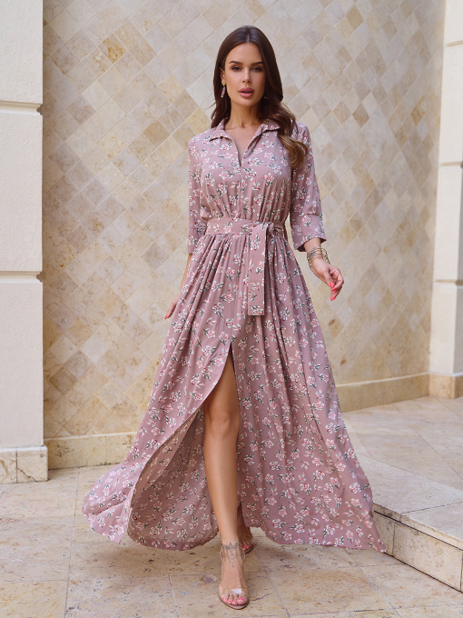 Сукня максі ISSA Plus модель 14779_коричневый Фото