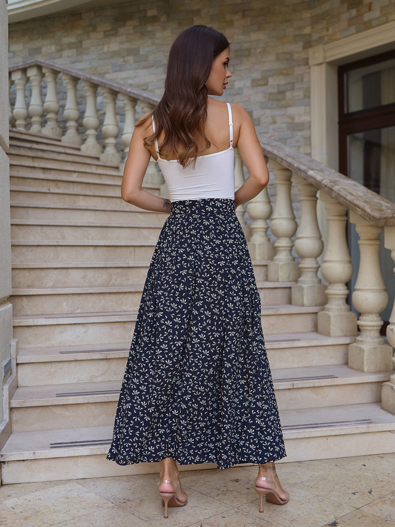 Спідниця міді ISSA Plus модель 14781_синий Спідниця міді ISSA Plus модель 14781_синий Фото