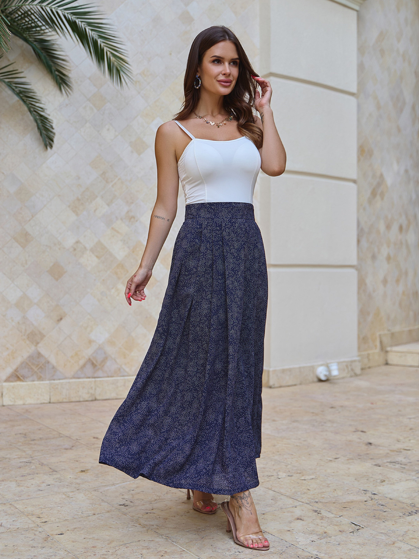 Юбка макси ISSA Plus модель 14782_синий Фото