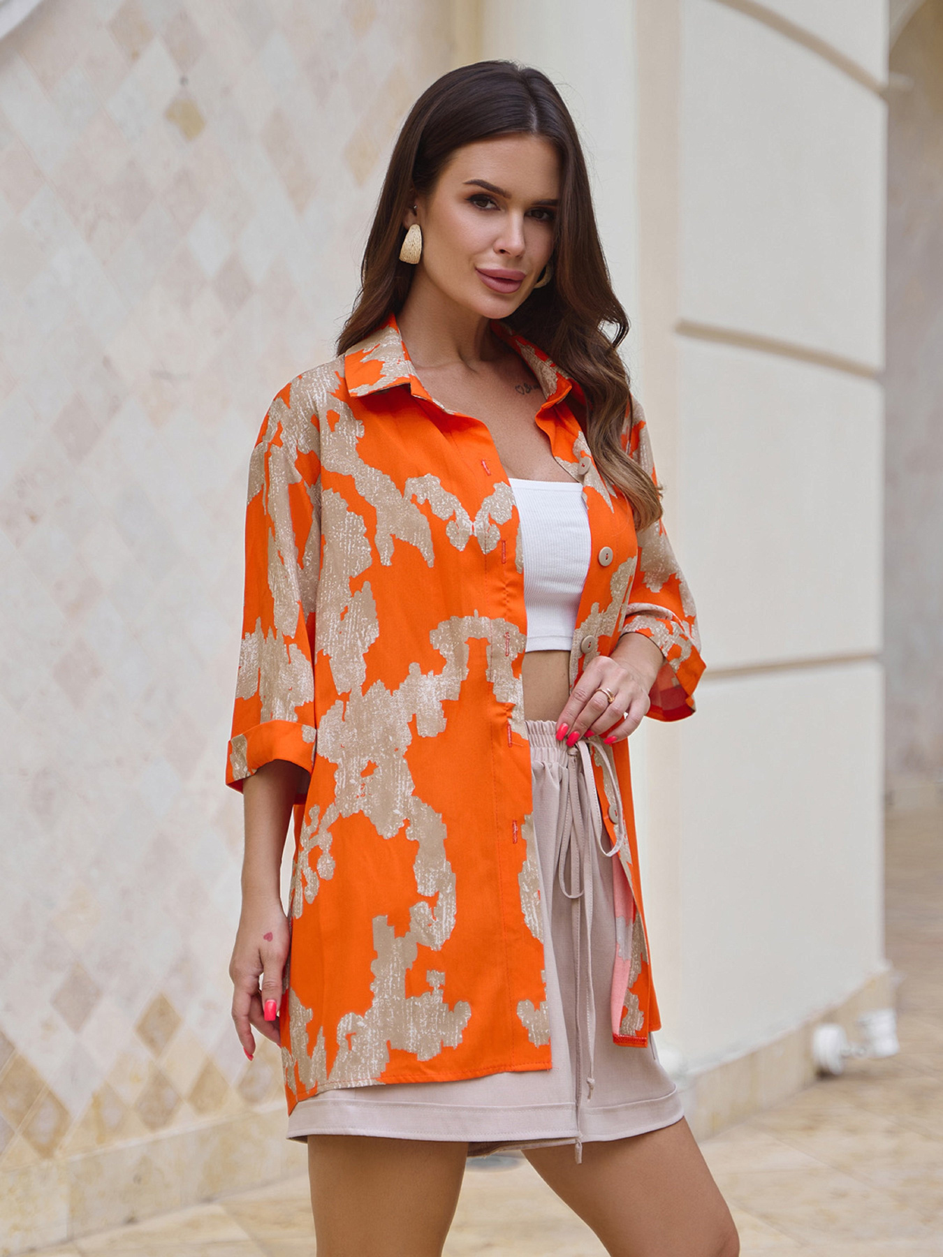 Сорочка повсякденна ISSA Plus модель 14776_оранжевый Фото