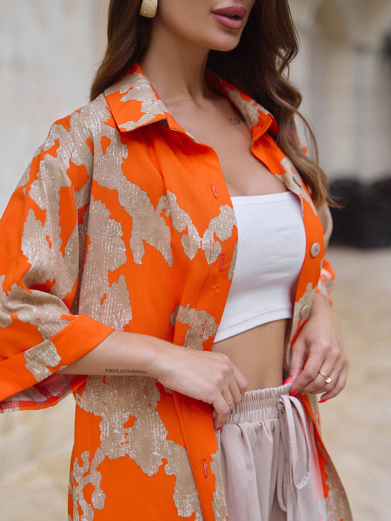 Сорочка повсякденна ISSA Plus модель 14776_оранжевый Фото