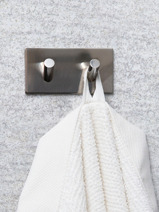 Крючок двойной клеящийся из полированной нержавеющей стали MBM MY HOME модель HSS-503/2S PSS Фото