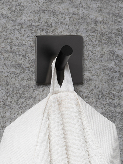 Гачок квадратний клейкий з нержавіючої сталі чорний MBM HOME модель HSS-503S BLACK Фото