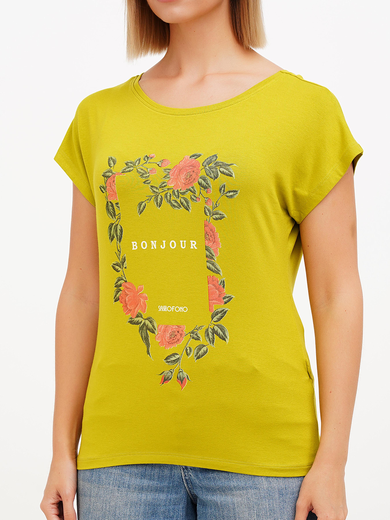 Футболка Sassofono модель A272-SF-1641_оливковый Фото