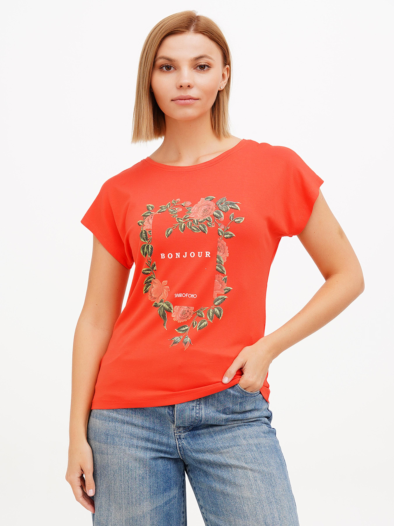 Футболка Sassofono модель A272-SF-1641_кораловый Фото