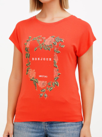 Футболка Sassofono модель A272-SF-1641_кораловый Футболка Sassofono модель A272-SF-1641_кораловый Фото