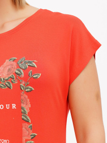 Футболка Sassofono модель A272-SF-1641_кораловый Футболка Sassofono модель A272-SF-1641_кораловый Фото