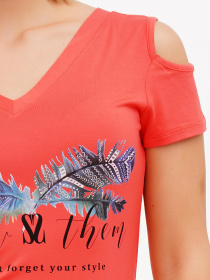 Футболка Sassofono модель A272-SF-1646_коралловый Фото