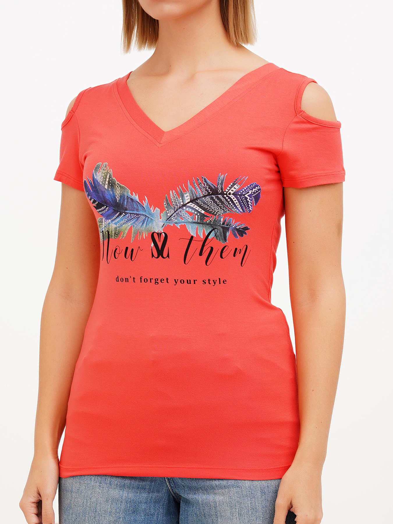 Футболка Sassofono модель A272-SF-1646_коралловый Фото