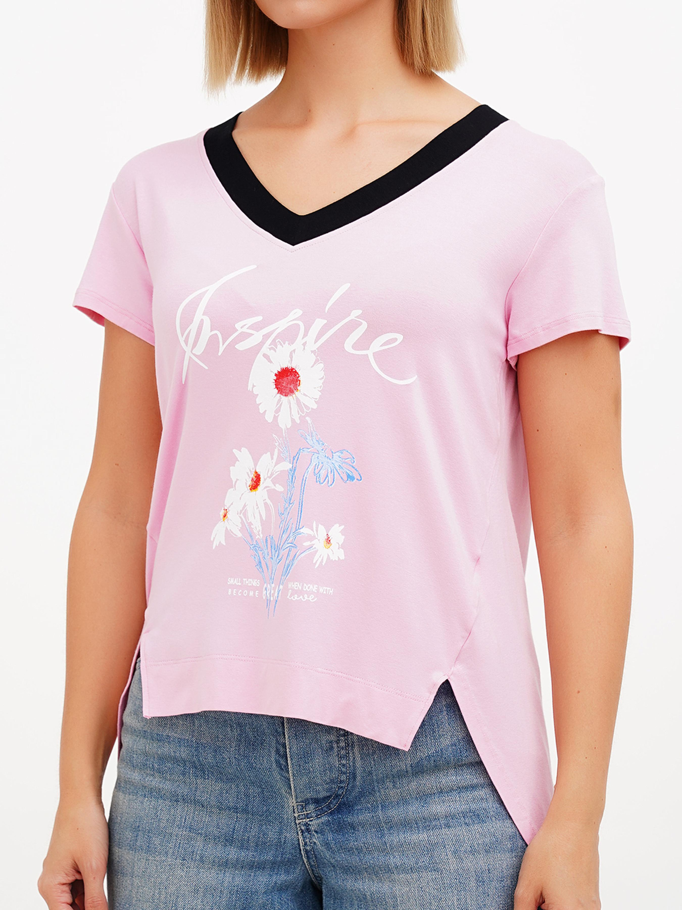 Футболка Sassofono модель A272-SF-1648_розовый Фото