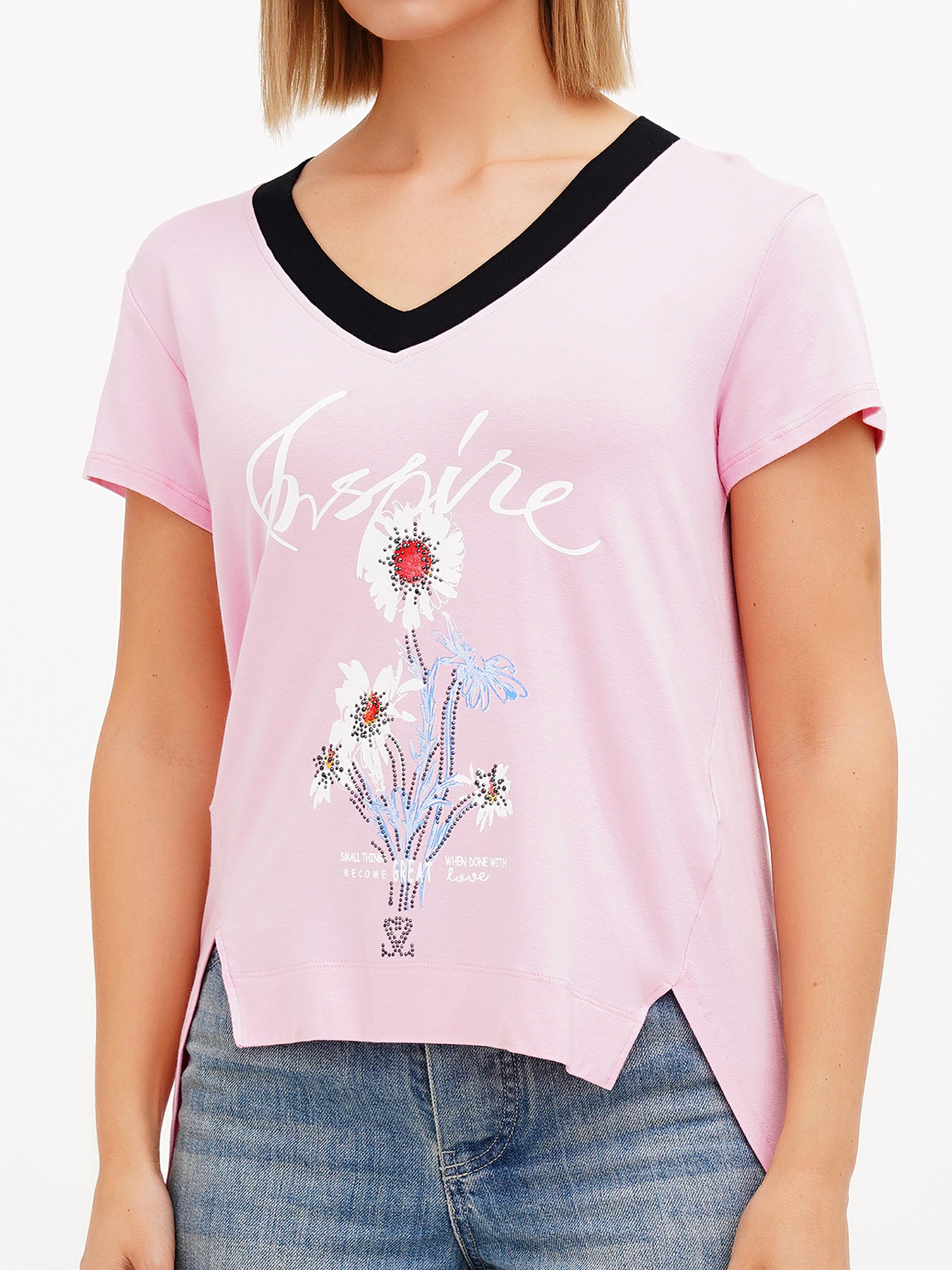 Футболка Sassofono модель A272-SF-1649_розовый Фото