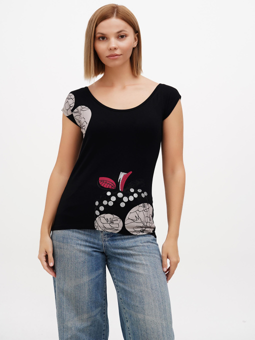 Футболка Sassofono модель A272-SF-1650_чёрный Фото