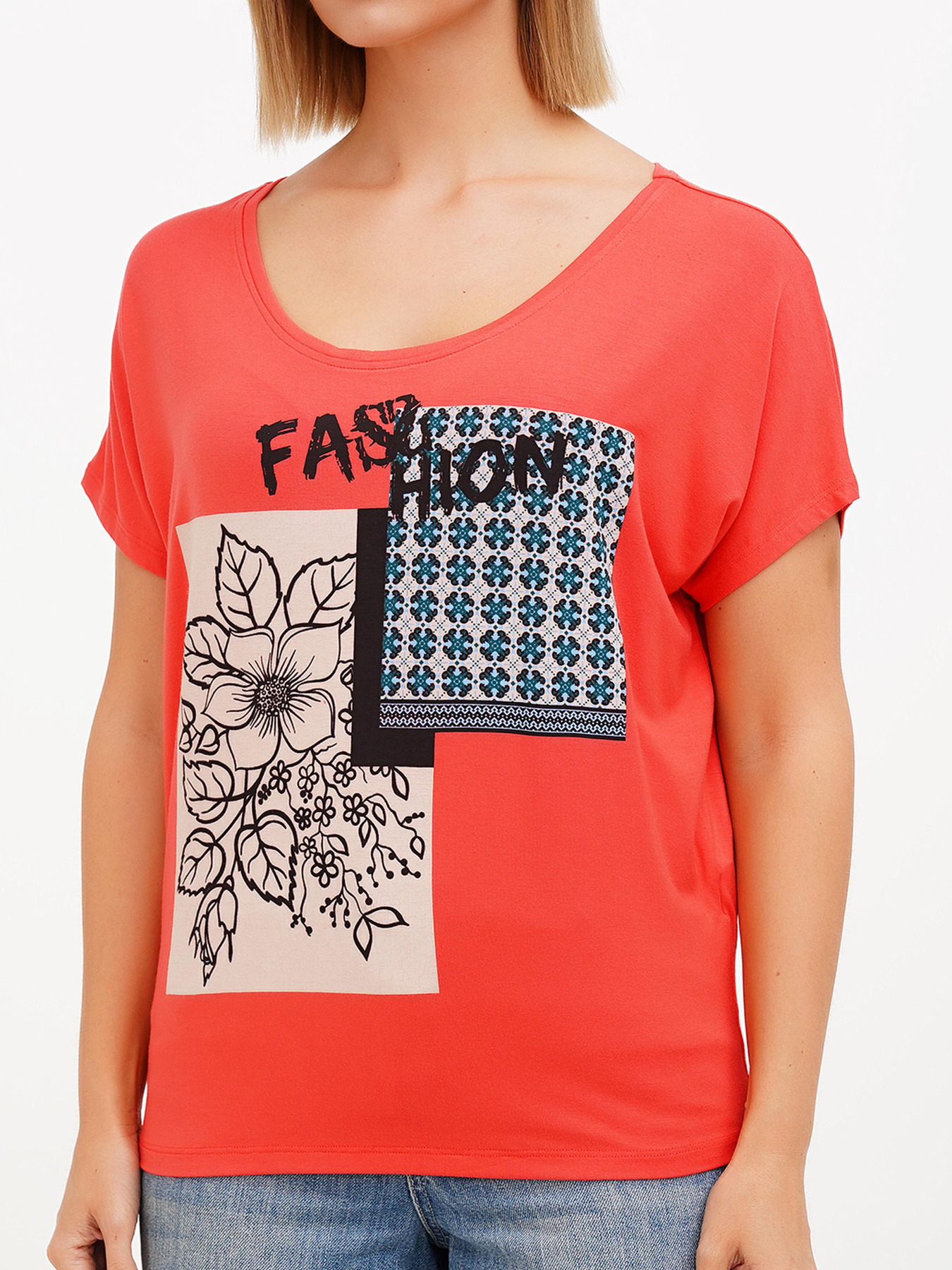 Футболка Sassofono модель A272-SF-1652_коралловый Фото