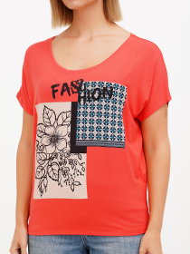 Футболка Sassofono модель A272-SF-1652_коралловый Фото