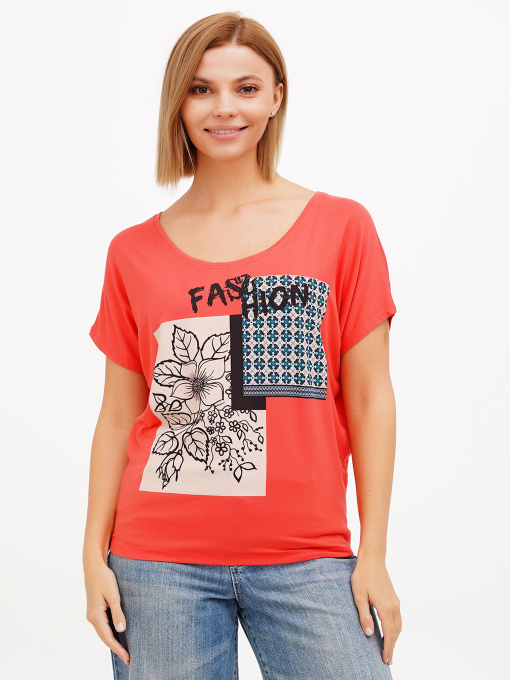 Футболка Sassofono модель A272-SF-1652_коралловый Фото