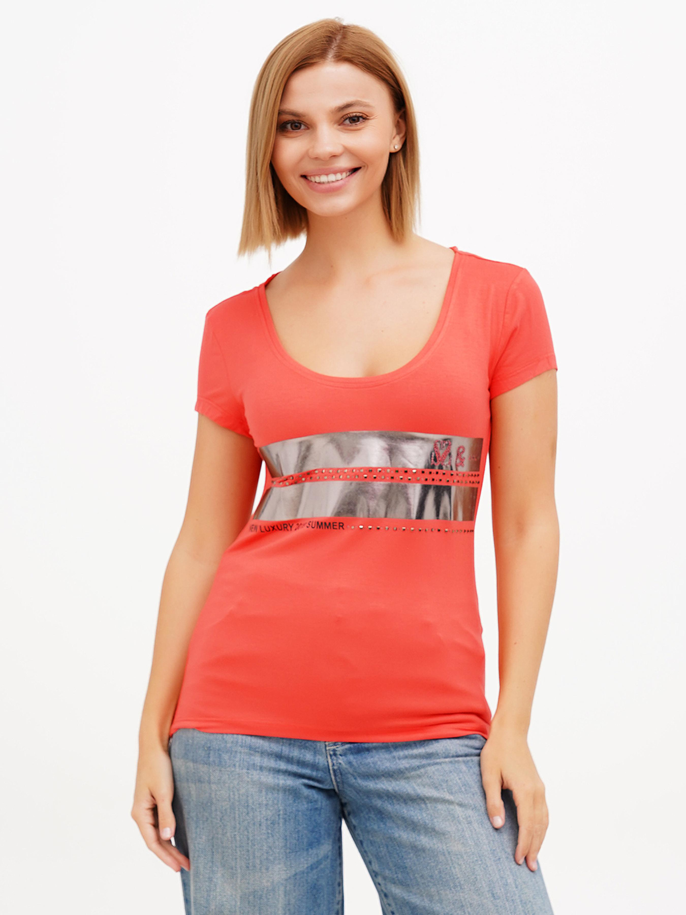 Футболка Sassofono модель A272-SF-1647_коралловый Фото