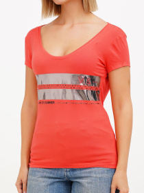 Футболка Sassofono модель A272-SF-1647_коралловый Фото