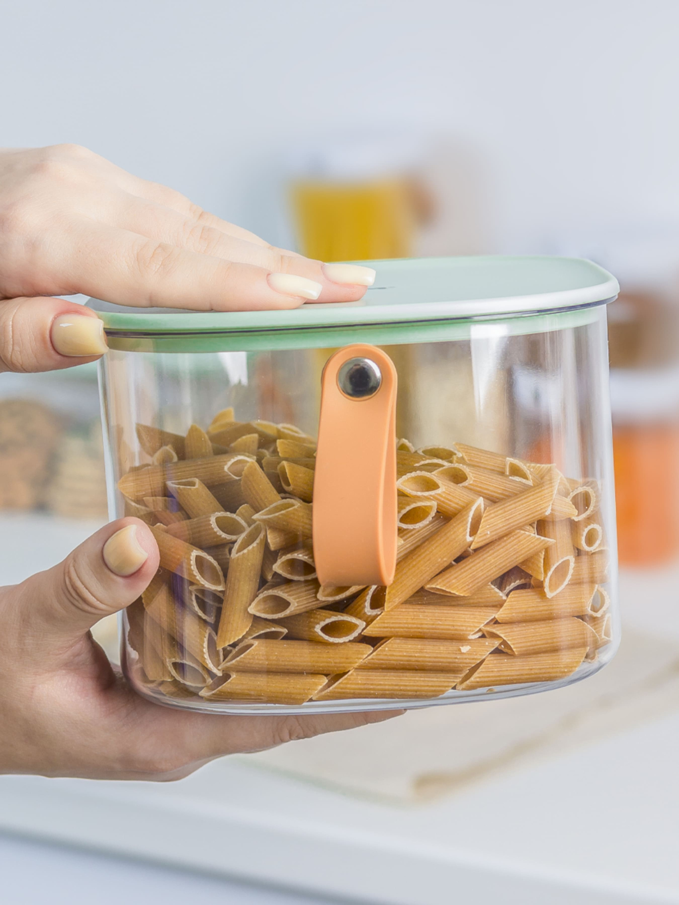 Контейнер для хранения с крышкой прозрачный/зеленый MBM MY HOME модель KP-01 M T/GREEN Фото