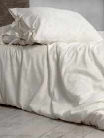 Комплект постільної білизни Crema на завʼязках з натурального сатину OWLED модель SB1-1001-CRZ Фото