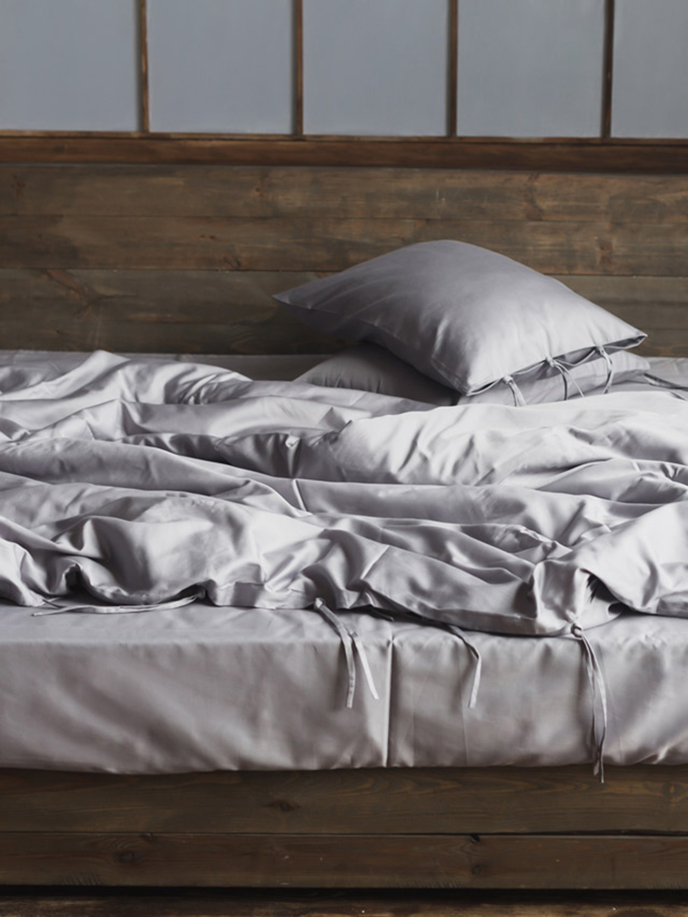Комплект постельного белья Grey Smoke на завязках с натурального сатина OWLED модель SB1-1001-GSZ Комплект постельного белья Grey Smoke на завязках с натурального сатина OWLED модель SB1-1001-GSZ Фото