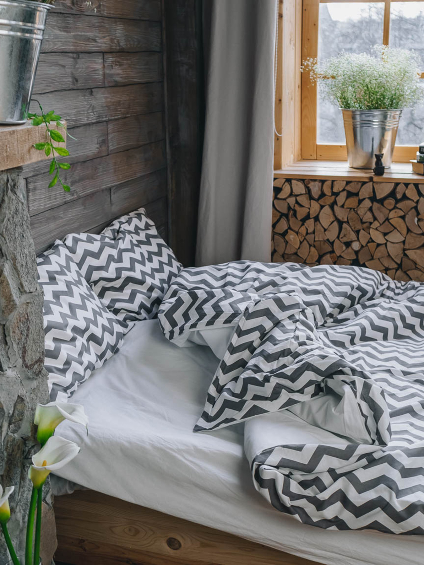 Комплект постільної білизни Dark Zigzag з натуральної бавовни ранфорс OWLED модель RB5-5005-DZ Фото