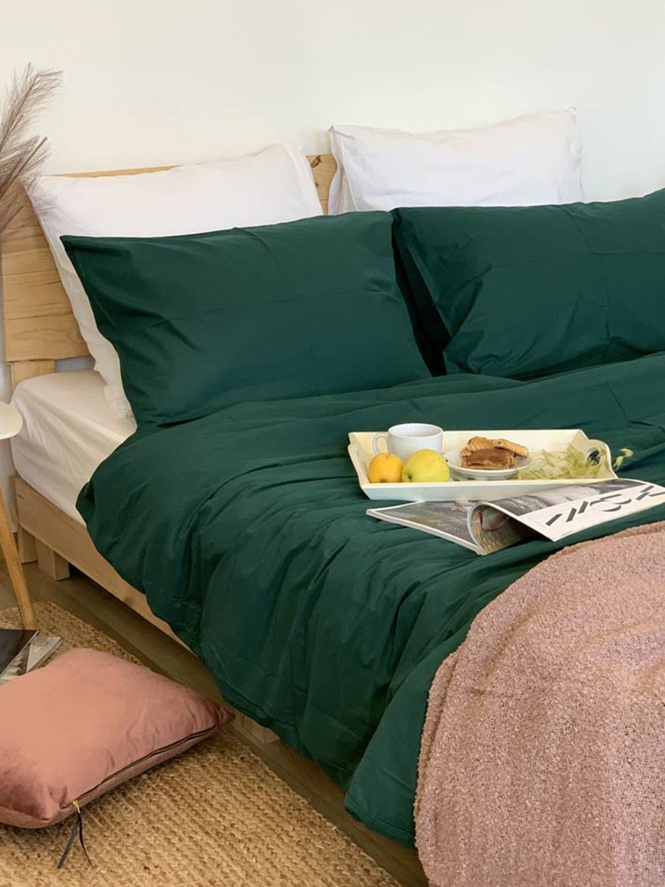 Комплект постельного белья Deep Green с натурального хлопка ранфорс OWLED модель RB5-5005-DG Фото