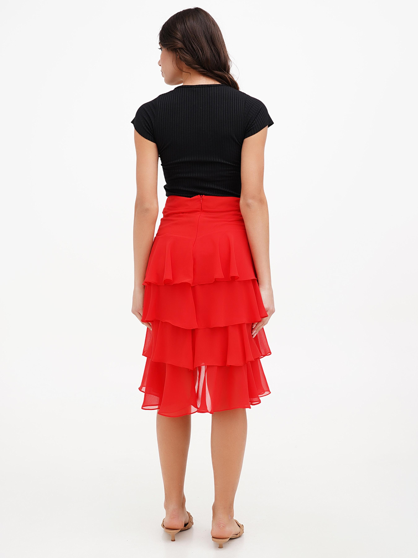 Юбка миди Sassofono модель A272-SC-2138_красный Фото