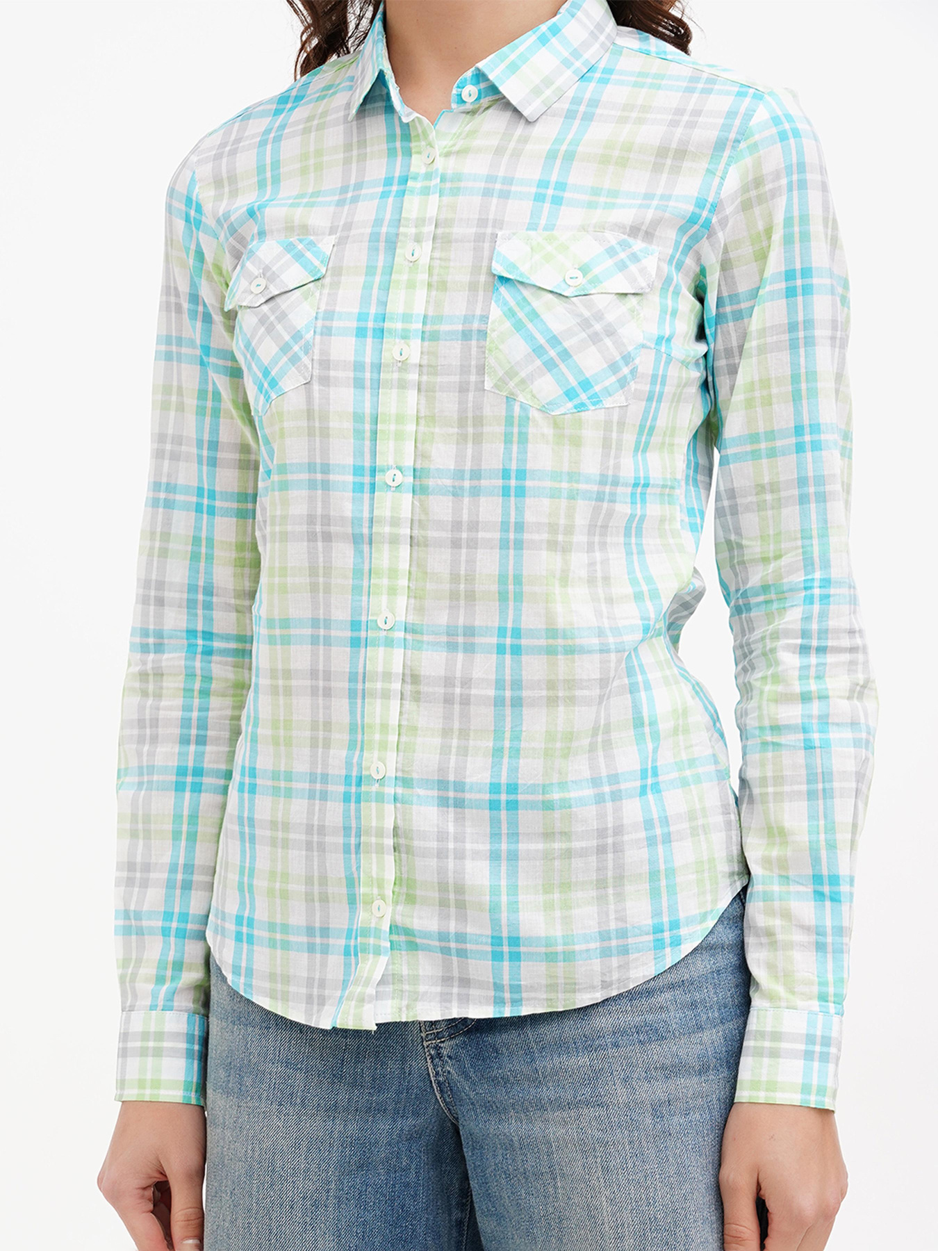 Рубашка Sassofono модель A272-SC-1775_бирюзовый Фото