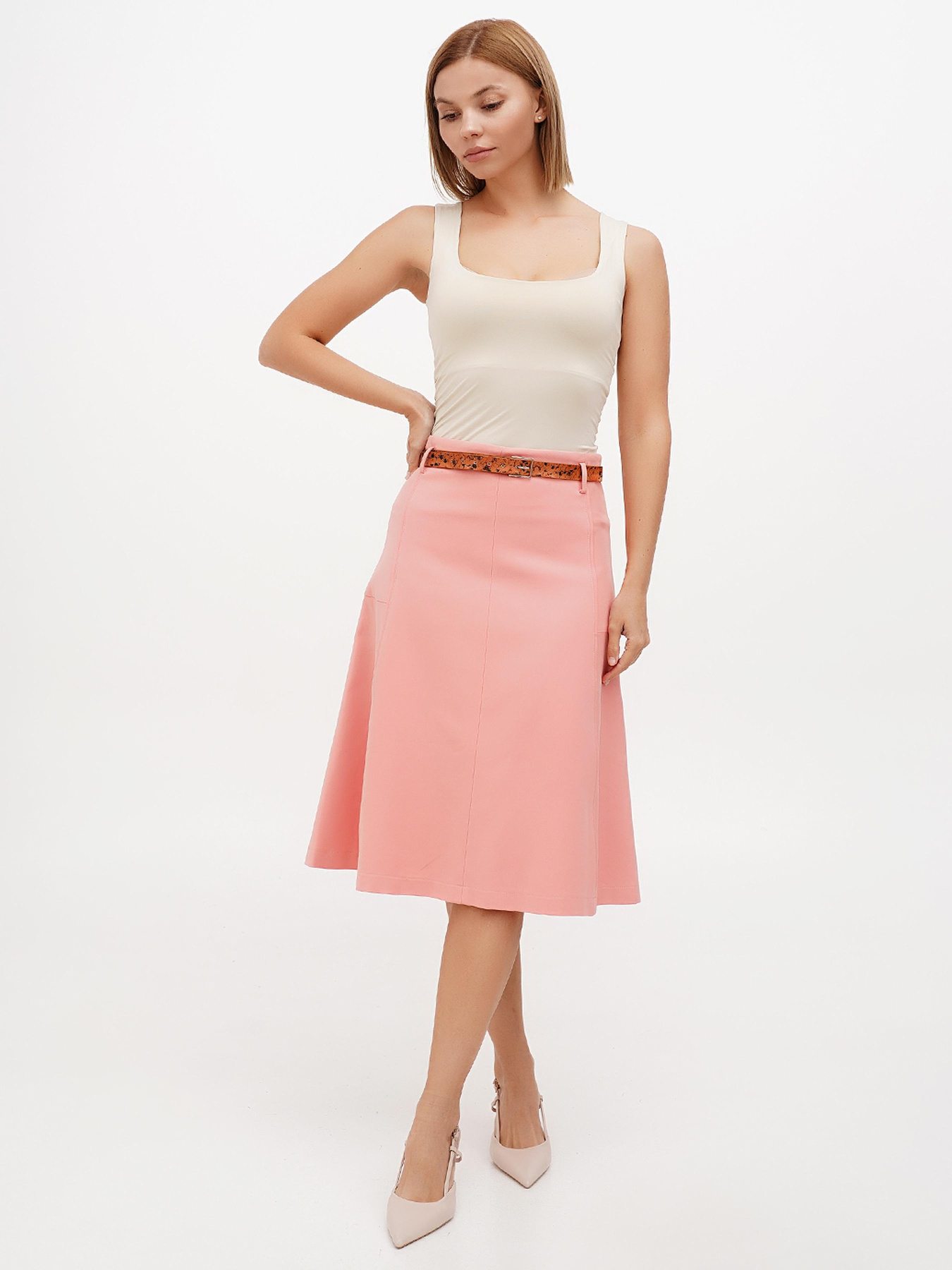 Юбка миди Sassofono модель A272-SC-1820_пудра Фото