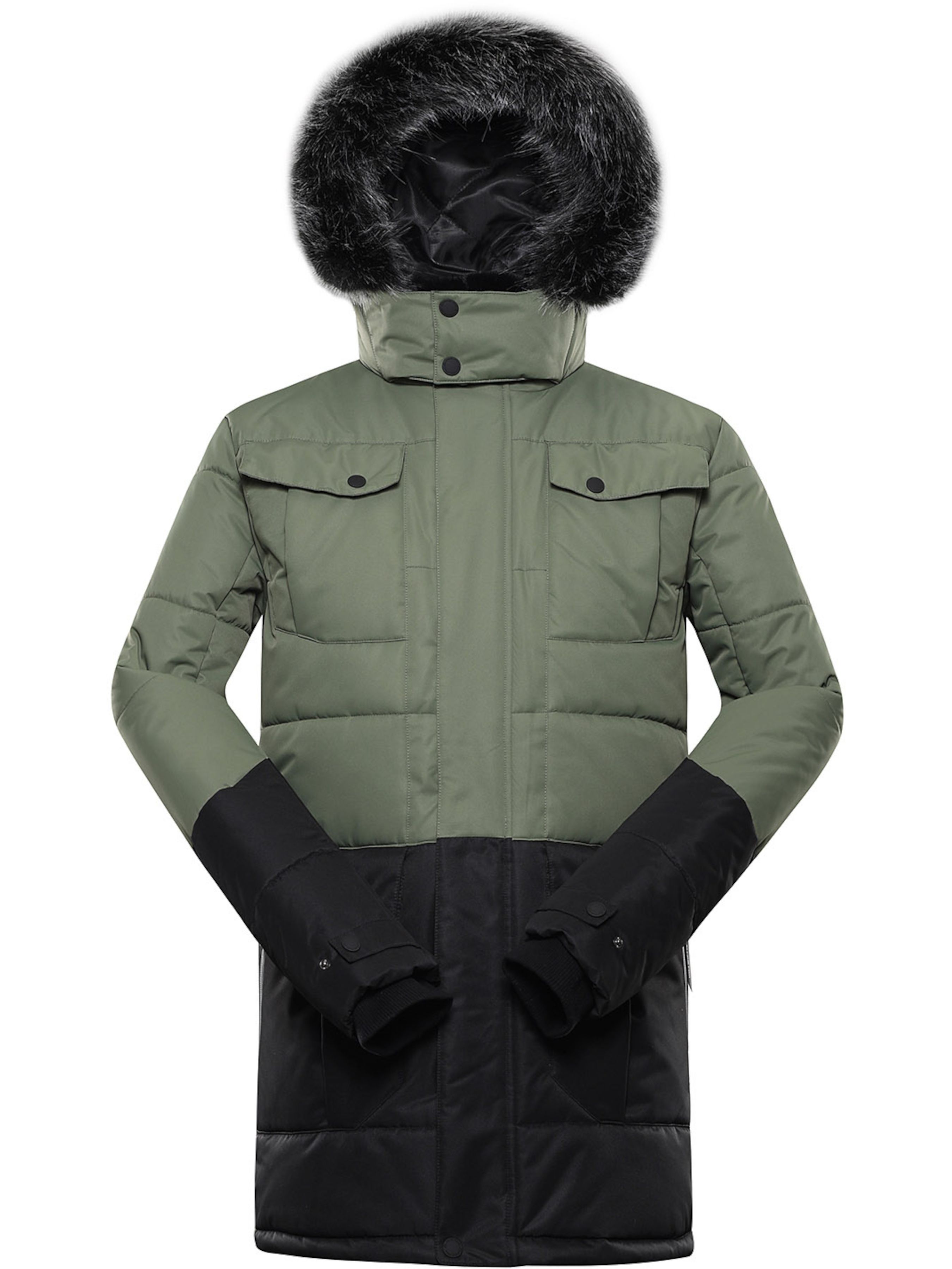 Чоловіча Зимова куртка ALPINE PRO Egyp (100064711) колір чорний/салатовий, матеріал поліестер/нейлон