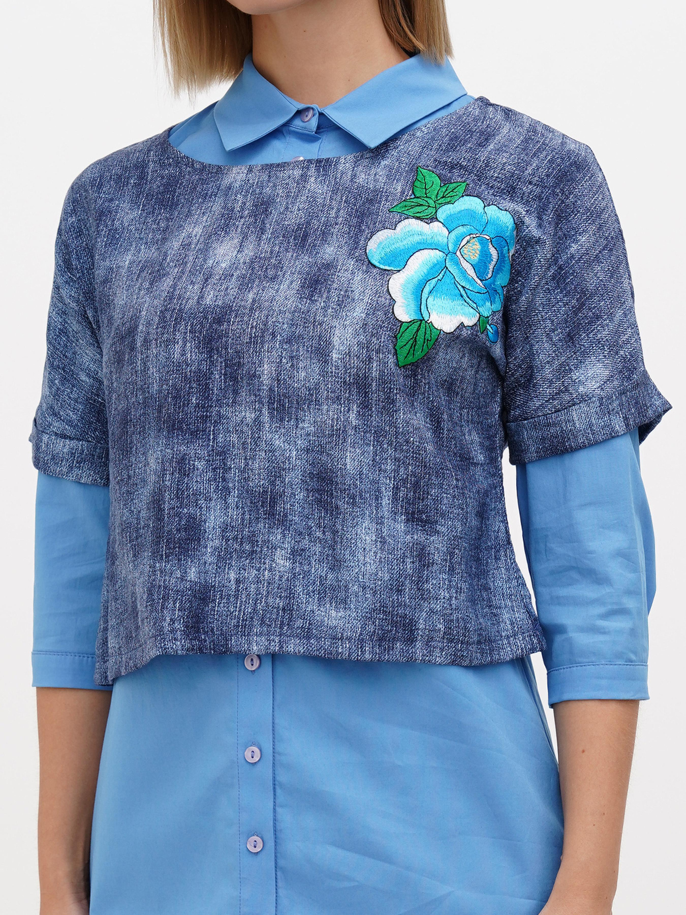 Платье мини Sassofono модель A272-SC-1849_голубой Фото