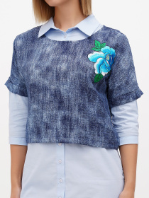 Платье мини Sassofono модель A272-SC-1849_голубой/синий Фото