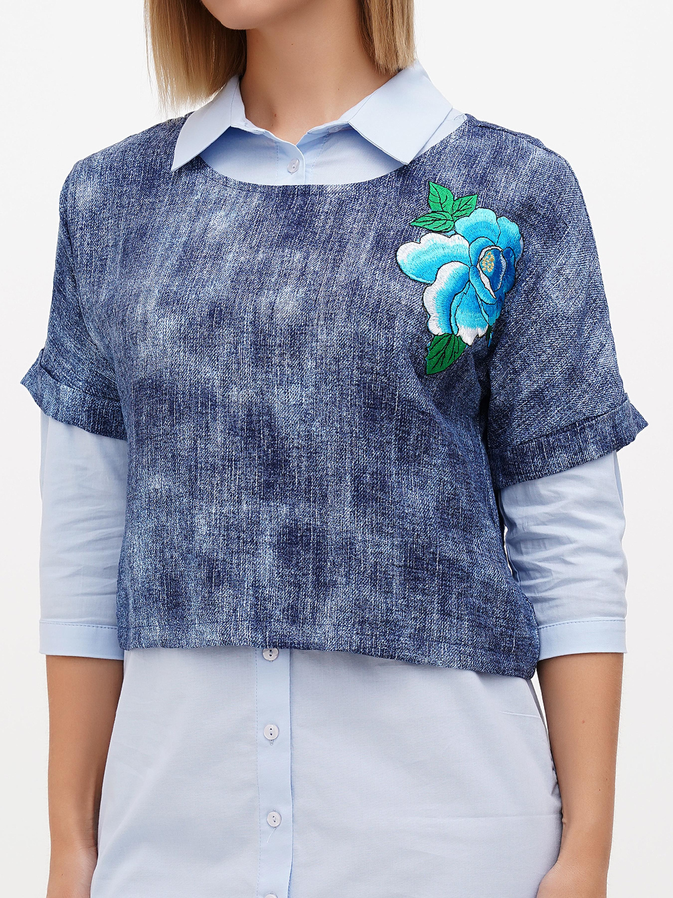 Сукня міні Sassofono модель A272-SC-1849_голубой/синий Фото