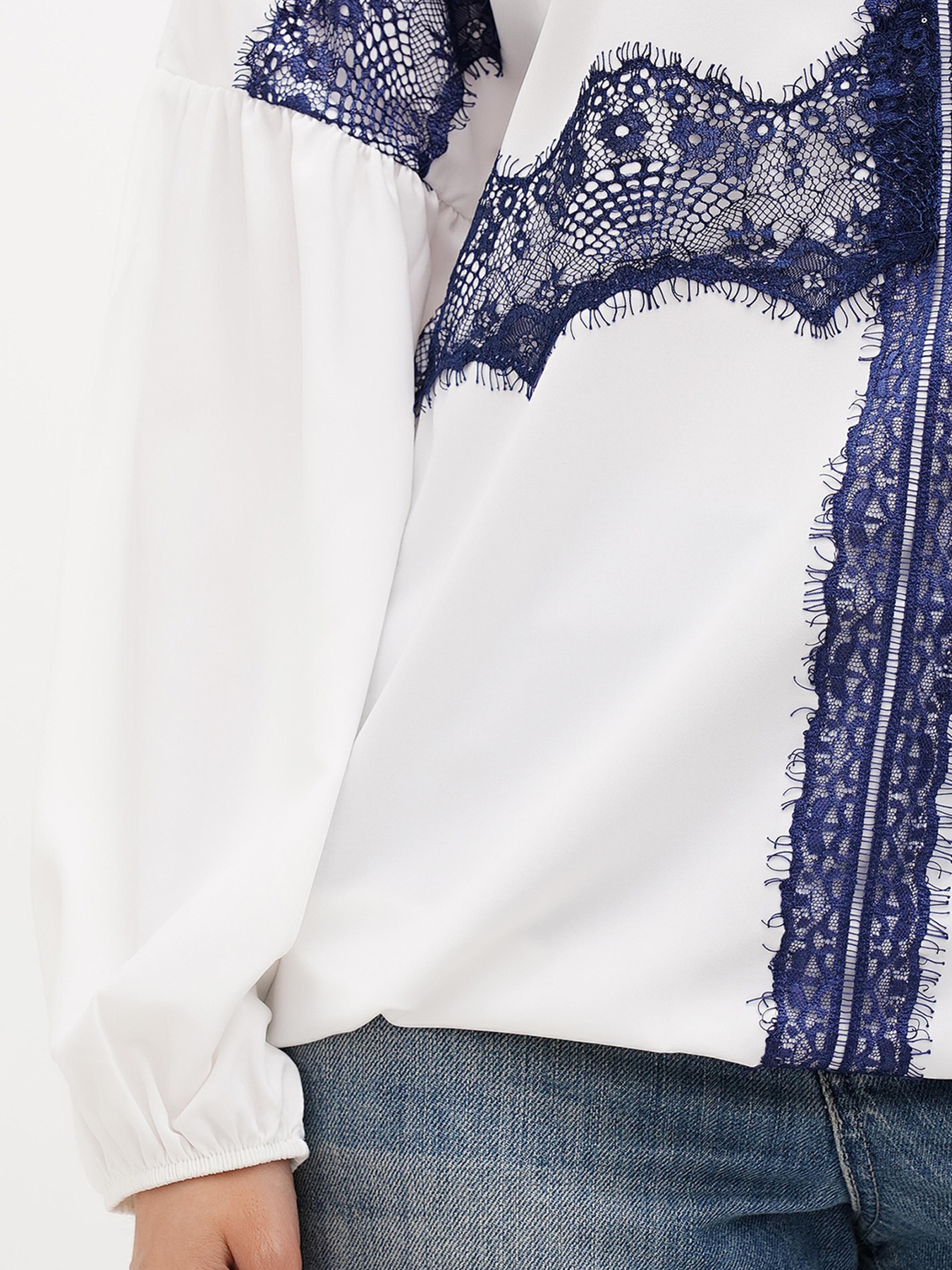 Блуза Sassofono модель A272-SF-2021_молочный_синий Фото