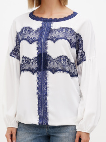 Блуза Sassofono модель A272-SF-2021_молочный_синий Фото